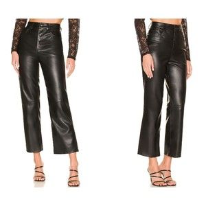 BlankNYC Revolve Button Fly Straight Leg Faux Leather Pants Black Women's Sz 29